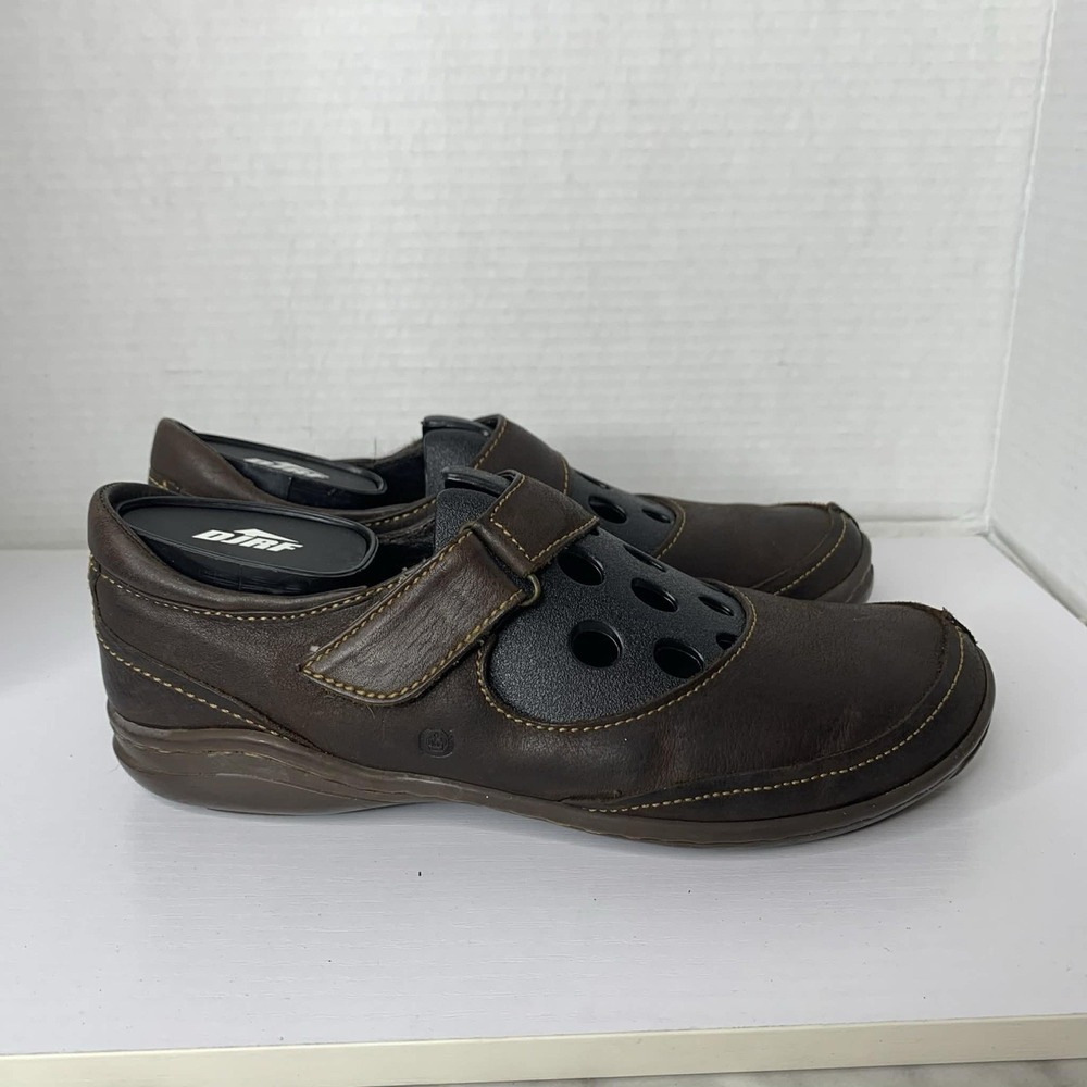 Born Brown leather mary jane comfort casual flats 8.5 Career Euc Work Cute